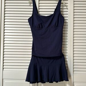 Lands End Tankini Top and Swim Mini Skirt